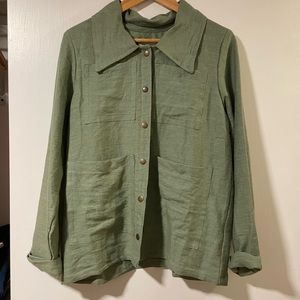 Conscious Clothing linen snap top in sage green